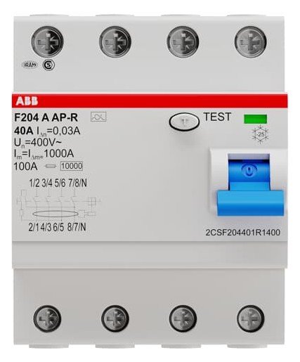 ABB F204A-40/0,03AP FI-Schutzschalter 40A 30mA 4 Polig