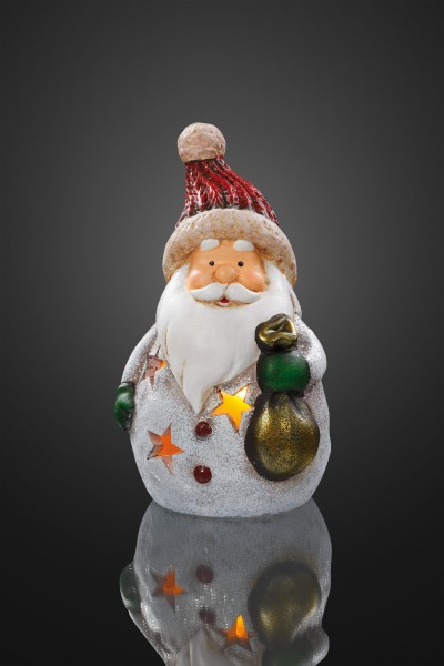 Hellum Weihnachtsmann mit Sack und LED Teelicht 520187