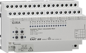 Gira Schalt-/Jalousieaktor KNX/EIB 8/16fach 16A REG plus 103800