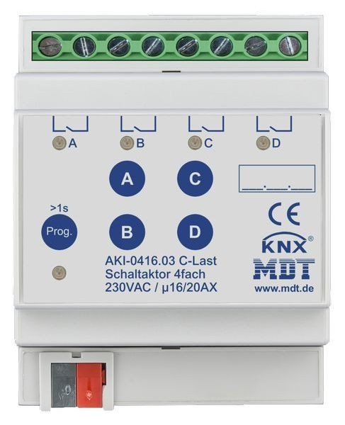 MDT Schaltaktor AKI-0416.04 4 fach 16/20A 230VAC C-Last