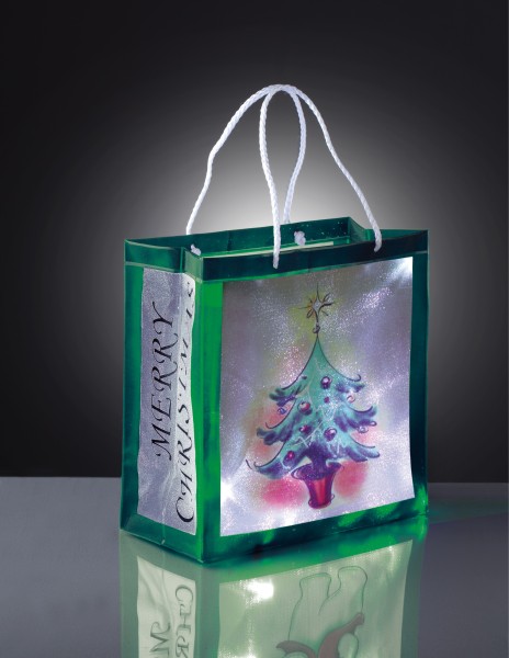 Hellum Weihnachtsdekoration Deko-Tasche Weihnachtsbaum mit LED-Kette 570960