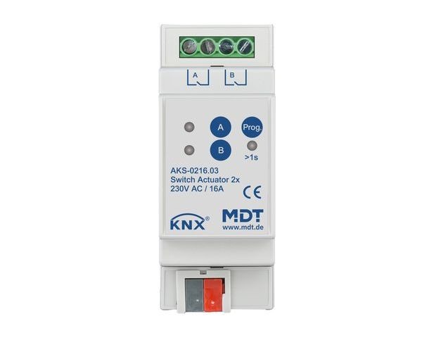 MDT Schaltaktor 2-fach 2TE AKS-0216.03 230 V AC, C-Last