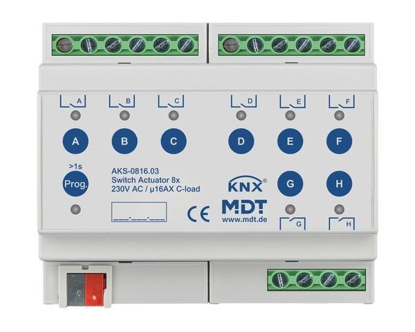 MDT Schaltaktor AKS-0816.03 8fach 6TE REG 16A 230VAC