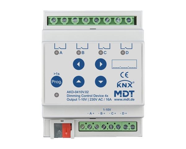 MDT Dimmsteuergerät 4-fach AKD-0410V.02 1-10V mit RGBW 4TE