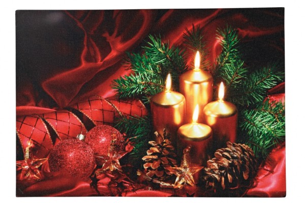 Hellum Weihnachtsdekoration LED-Bild mit Kerzen 566987